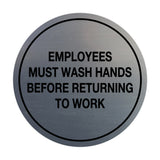 Signs ByLITA Circle Employees Must Wash Hands Before Returning to Work Sign