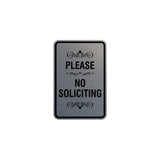 Portrait Round please no soliciting Sign with Adhesive Tape, Mounts On Any Surface, Weather Resistant
