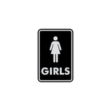 Signs ByLITA Portrait Round Girls (female bathroom icon) Sign with Adhesive Tape, Mounts On Any Surface, Weather Resistant, Indoor/Outdoor Use