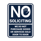 Portrait Round No Soliciting We Do Not Purchase Goods or Services Sold Door to Door Wall or Door Sign