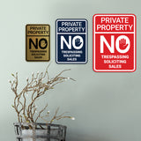 Portrait Round Private Property No Trespassing No Soliciting No Sales Wall or Door Sign