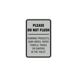 Portrait Round please do not flush etiquette Sign with Adhesive Tape, Mounts On Any Surface, Weather Resistant