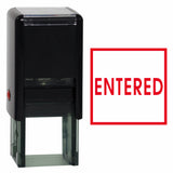 Red Square ENTERED Self Inking Rubber Stamp