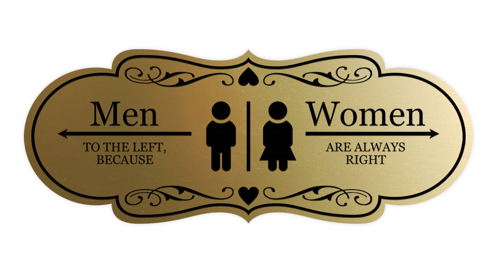 Designer Men to the Left, Because Women are Always Right, Restroom Wall or Door Sign