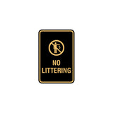 Portrait Round No Littering Sign With Adhesive Tape