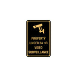 Portrait Round Property Under 24 HR Video Surveillance Sign with Adhesive Tape, Mounts On Any Surface, Weather Resistant