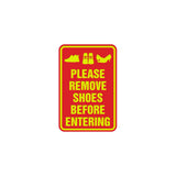 Portrait Round please remove shoes before entering Sign with Adhesive Tape, Mounts On Any Surface, Weather Resistant