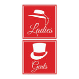 Square ladies and gents sign set with Adhesive Tape, Mounts On Any Surface, Weather Resistant