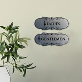 Designer Ladies and Gentlemen Figurines Restroom Signs (Set of 2) For Walls or Doors