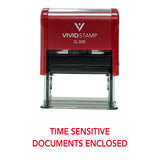 Red TIME SENSITIVE DOCUMENTS ENCLOSED Self Inking Rubber Stamp