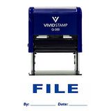 Blue File By Date Self Inking Rubber Stamp