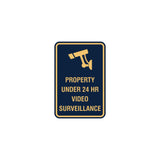 Portrait Round Property Under 24 HR Video Surveillance Sign with Adhesive Tape, Mounts On Any Surface, Weather Resistant