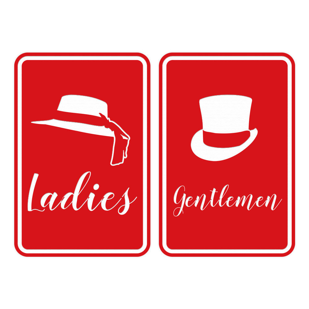 Signs ByLITA Portrait Round Ladies and gentlemen Sign Set with Adhesive Tape, Mounts On Any Surface, Weather Resistant, Indoor/Outdoor Use