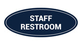 Navy Blue / White Oval STAFF RESTROOM Sign