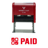 Paid W/ Check Icon Self Inking Rubber Stamp