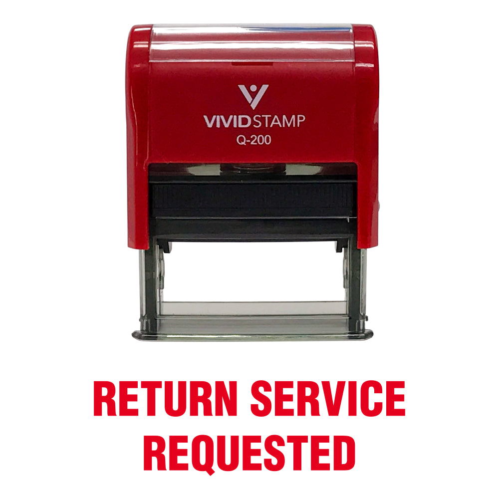 Red Return Service Requested Self Inking Rubber Stamp