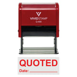 Red Quoted With Date Line Self-Inking Office Rubber Stamp