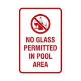 Signs ByLITA Portrait Round No Glass Permitted In Pool Area Sign with Adhesive Tape, Mounts On Any Surface, Weather Resistant, Indoor/Outdoor Use