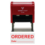 Red Ordered With Date Line Self-Inking Office Rubber Stamp