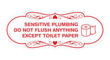 Designer Sensitive Plumbing Do Not Flush Anything Except Toilet Paper Wall or Door Sign