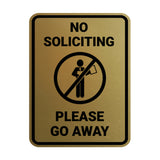 Portrait Round No Soliciting Please Go Away Wall or Door Sign