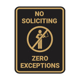 Portrait No Soliciting Zero Exceptions Wall or Door Sign