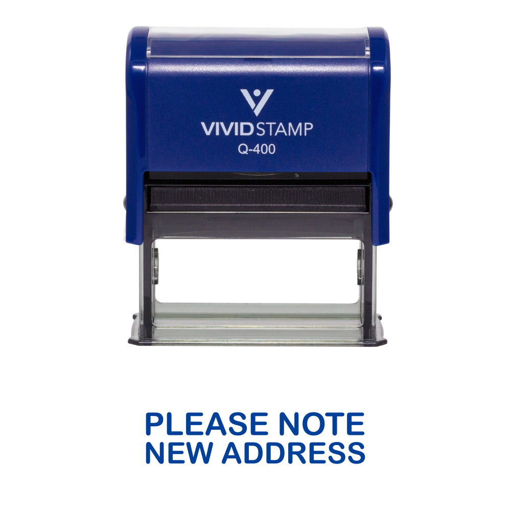 Blue PLEASE NOTE NEW ADDRESS Self Inking Rubber Stamp