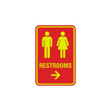 Portrait Round Restrooms Right Arrow Sign