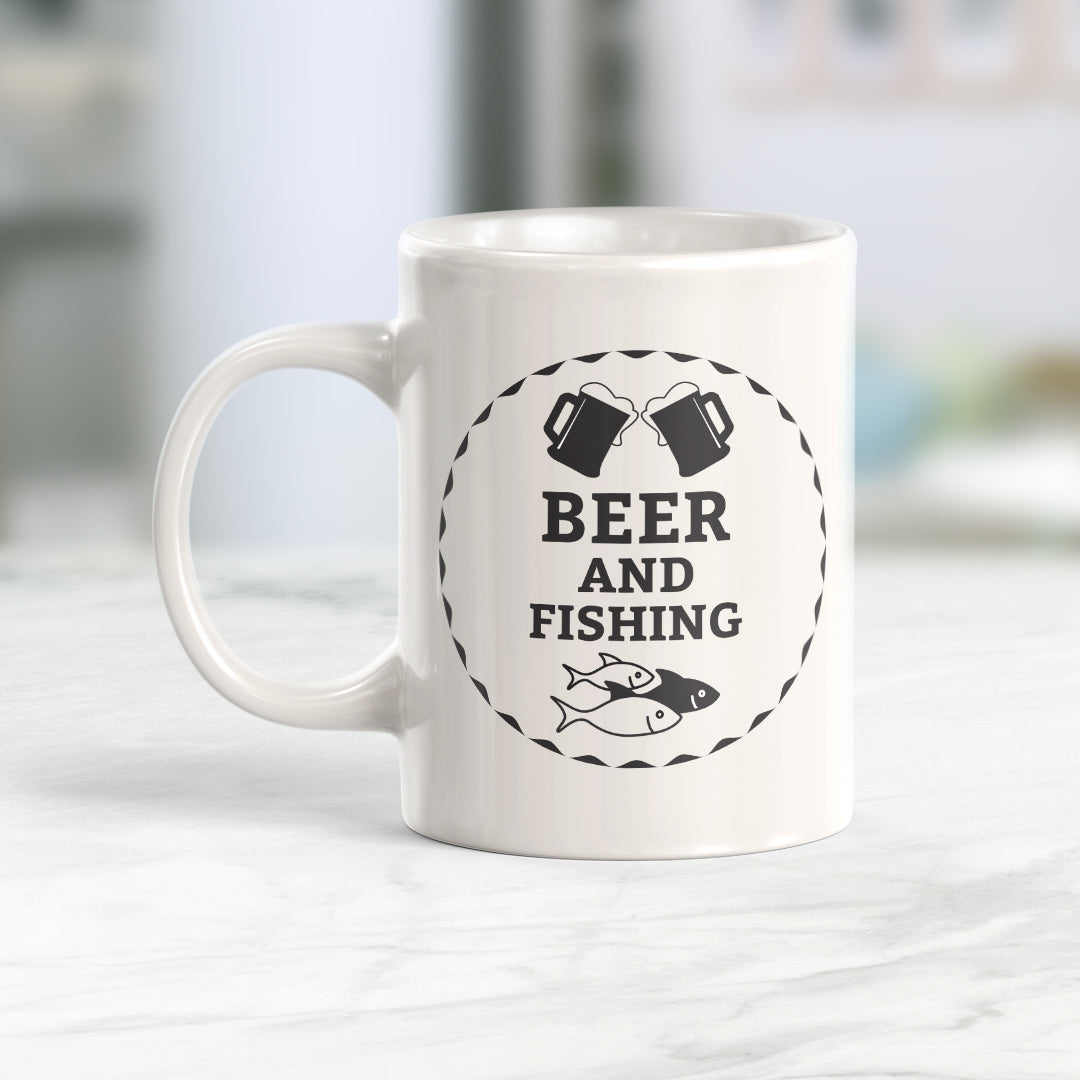 Beer And Fishing 11oz Coffee Mug - Funny Novelty Souvenir