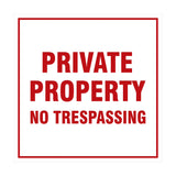 Square Private Property Sign with Adhesive Tape, Mounts On Any Surface, Weather Resistant