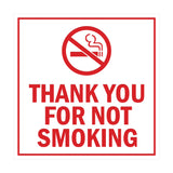 Signs ByLITA Square Thank You For Not Smoking Sign with Adhesive Tape, Mounts On Any Surface, Weather Resistant, Indoor/Outdoor Use