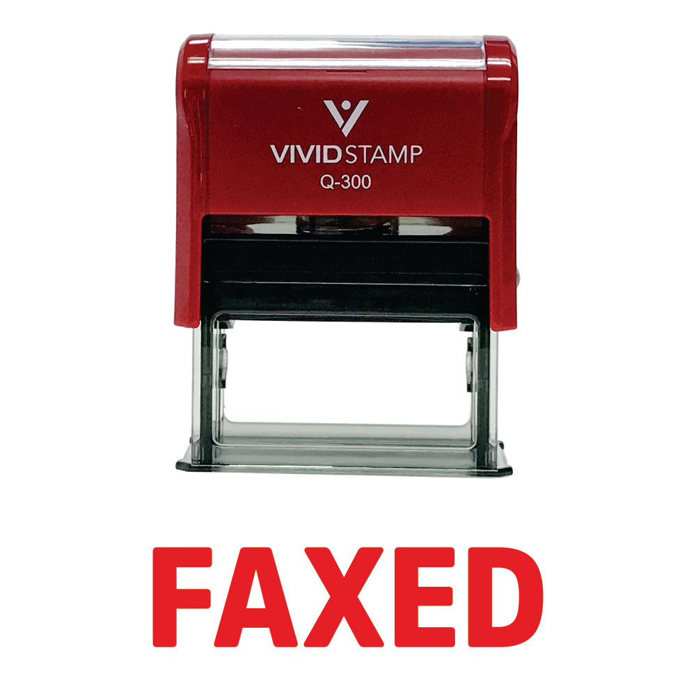 Red Simple FAXED Self-Inking Office Rubber Stamp