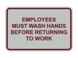 Signs ByLITA Classic Framed Employees Must Wash Hands Before Returning To Work