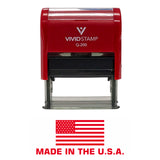 Red MADE IN THE USA (FLAG) Self Inking Rubber Stamp
