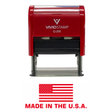 Red MADE IN THE USA (FLAG) Self Inking Rubber Stamp