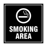 Square Smoking Area Sign with Adhesive Tape, Mounts On Any Surface, Weather Resistant
