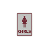 Signs ByLITA Portrait Round Girls (female bathroom icon) Sign with Adhesive Tape, Mounts On Any Surface, Weather Resistant, Indoor/Outdoor Use