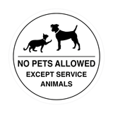 Signs ByLITA Circle No Pets Allowed Except Service Animals Sign