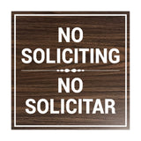 Square No Soliciting No Solicitar Sign with Adhesive Tape, Mounts On Any Surface, Weather Resistant