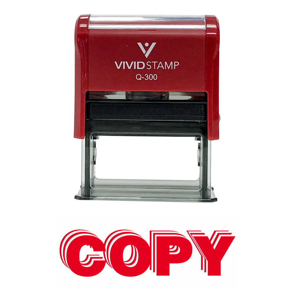 Red Copy Self Inking Rubber Stamp - Copy Stacked Design
