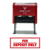 Red For Deposit Only W/Border Self-Inking Office Rubber Stamp