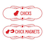 Designer Chicks and Chick Magnets, Novelty Restroom Signs (Set of 2) Wall or Door Signs
