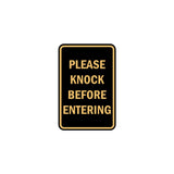 Portrait Round please knock before entering Sign with Adhesive Tape, Mounts On Any Surface, Weather Resistant