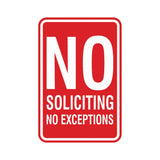 Portrait Round No Soliciting No Exceptions Sign