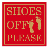 SHOES OFF PLEASE Square Wall Door Sign