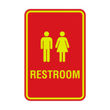 Portrait Round Unisex Restroom Sign with Adhesive Tape, Mounts On Any Surface, Weather Resistant
