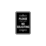 Portrait Round please no soliciting Sign with Adhesive Tape, Mounts On Any Surface, Weather Resistant