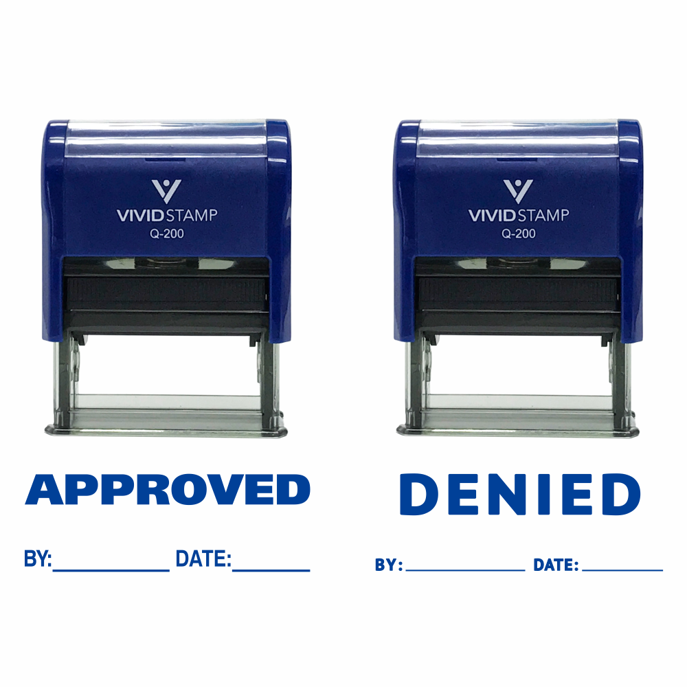 Blue APPROVED / DENIED By Date Self Inking Rubber Stamp