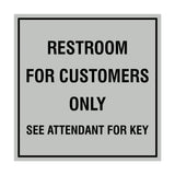 Square Restroom For Customers Sign with Adhesive Tape, Mounts On Any Surface, Weather Resistant