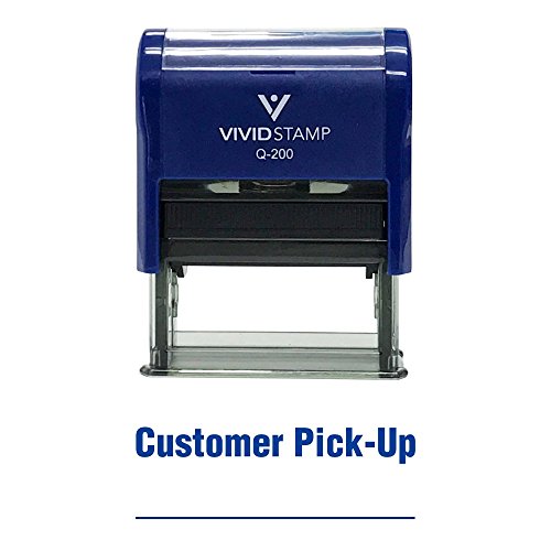 Blue Customer Pick-Up Self Inking Rubber Stamp